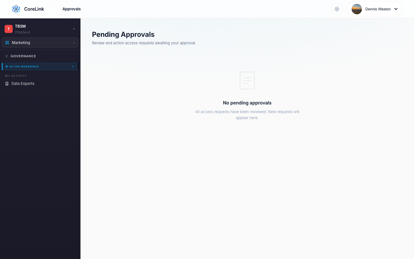 Approvals screenshot