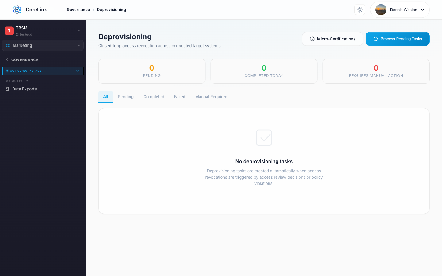 Deprovisioning Workflows screenshot