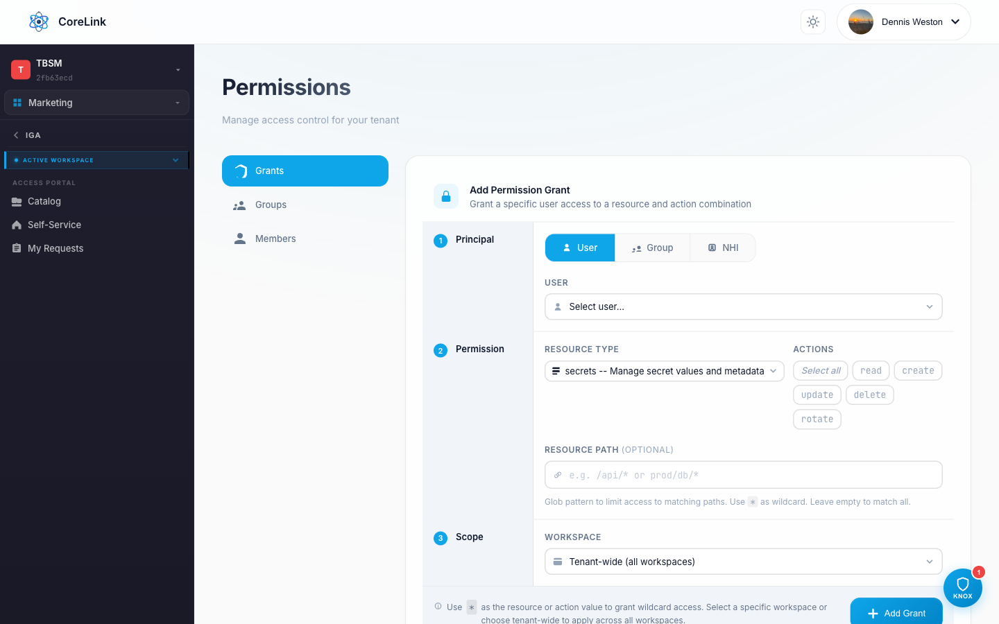 Permissions screenshot