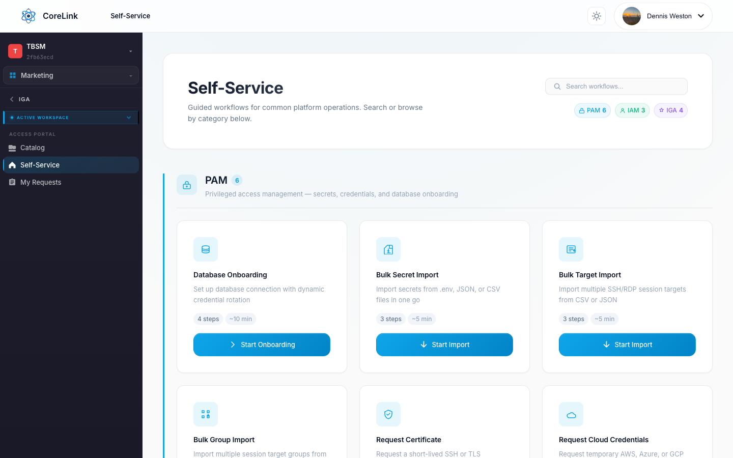 Self-Service Portal screenshot