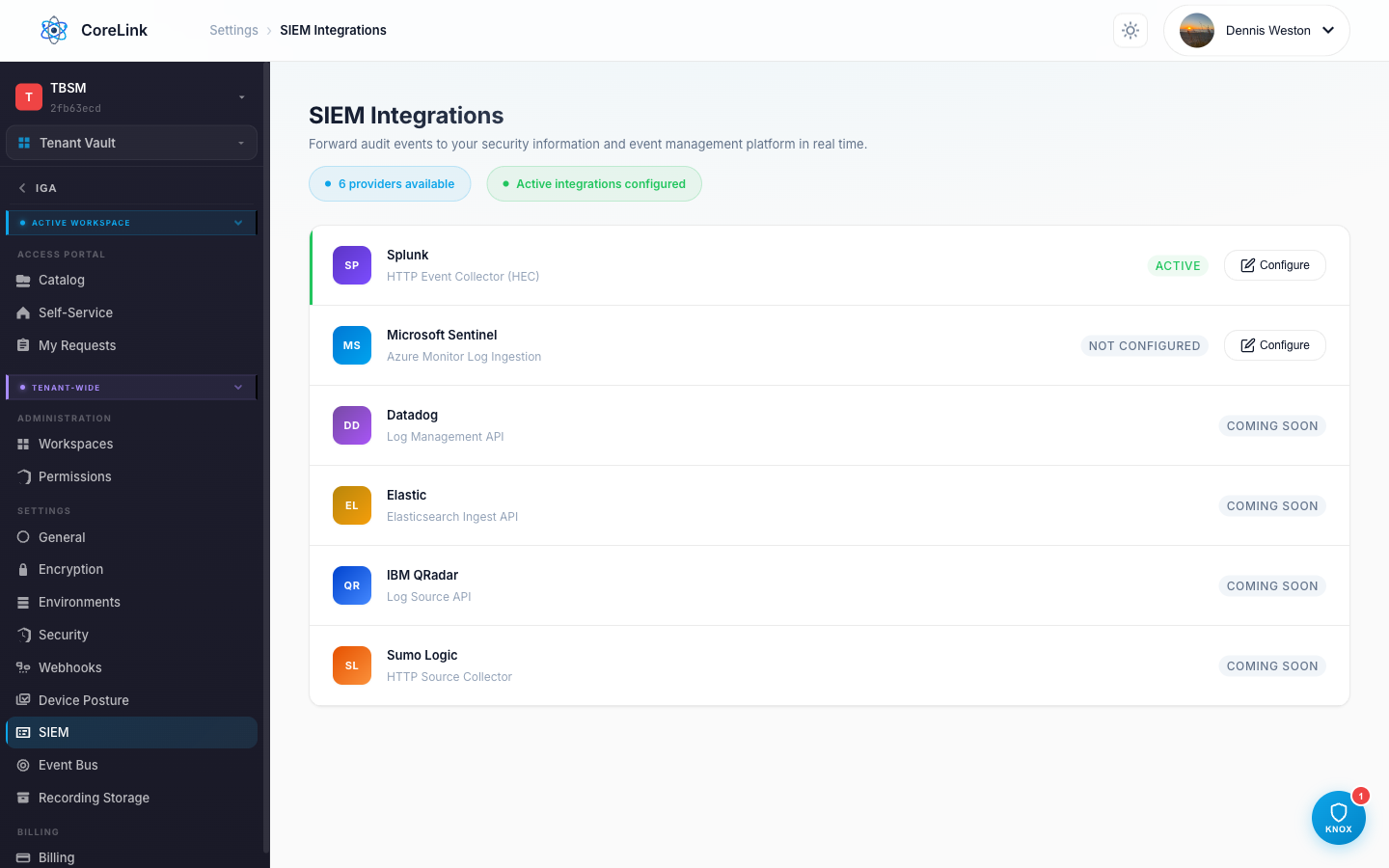 SIEM Integration screenshot