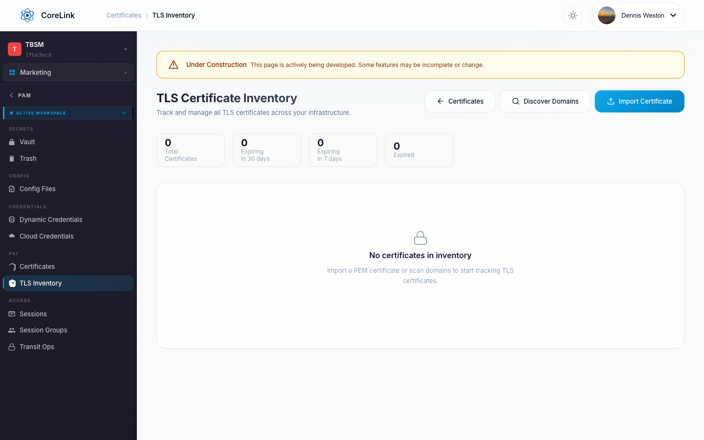 TLS Certificate Discovery screenshot