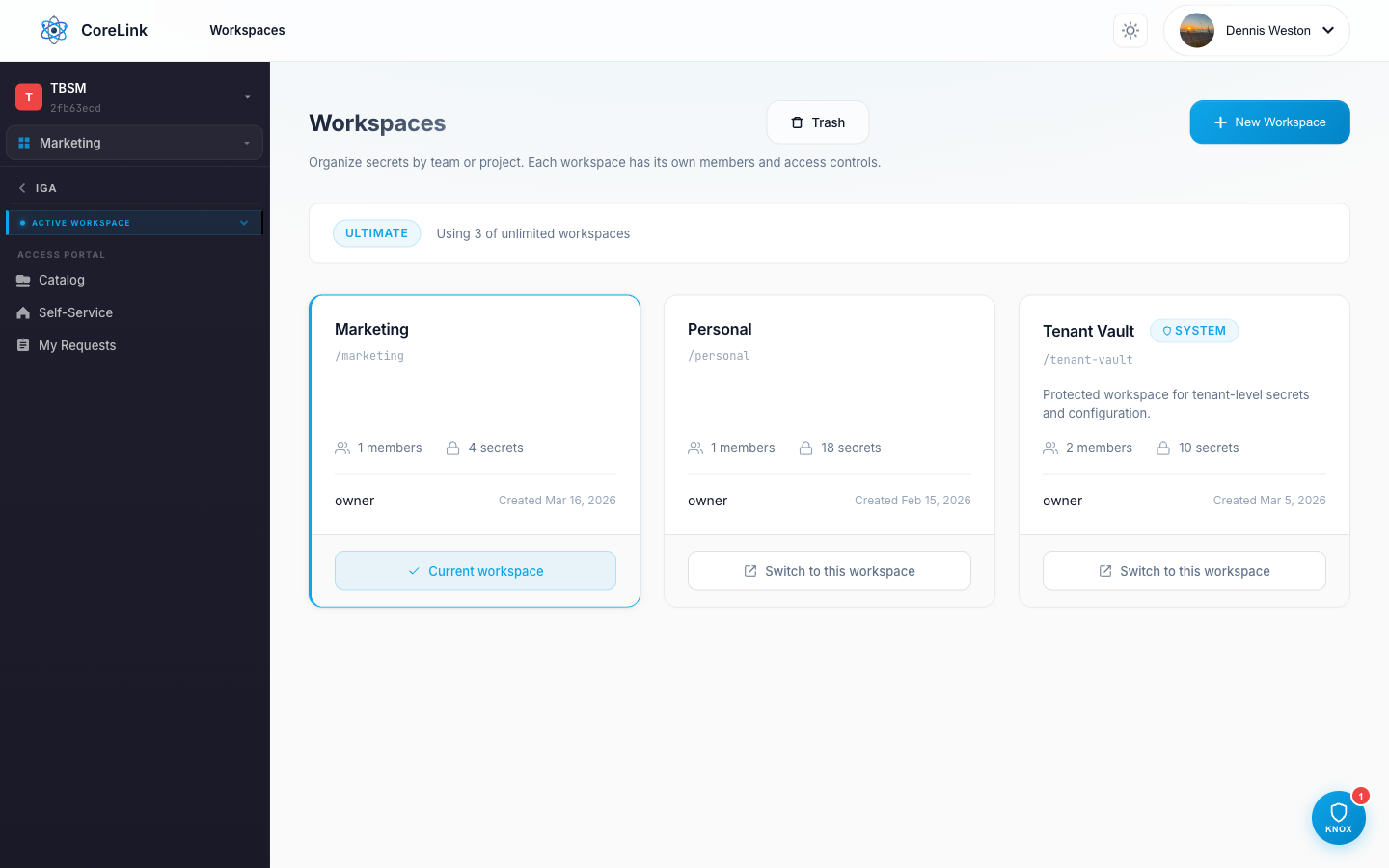 Workspaces screenshot